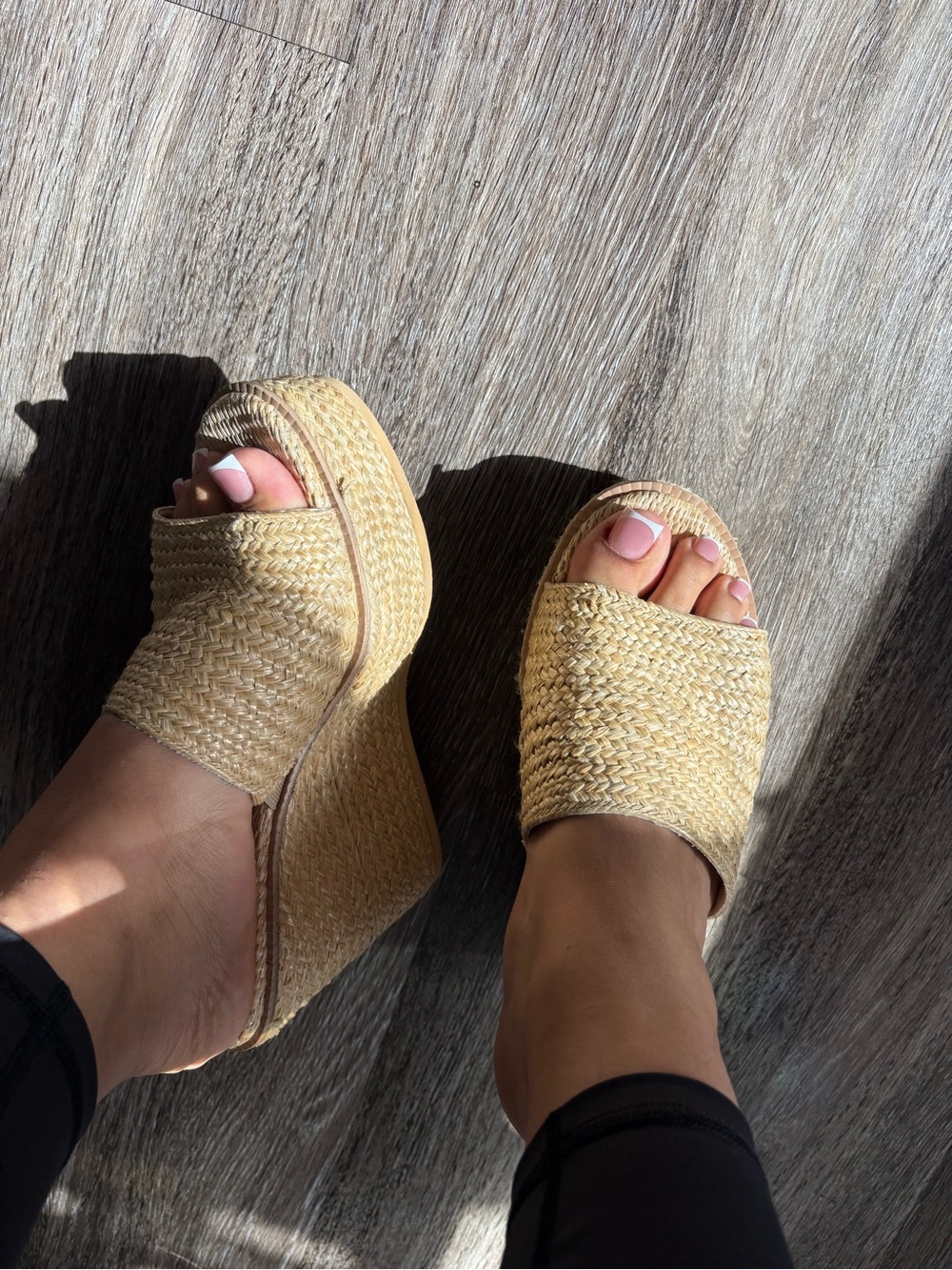 Aldo Straw Woven Slide Wedge in Natural